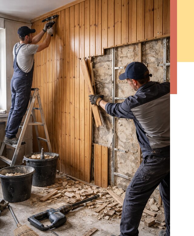 Демонтаж вагонки со стен в Когалыме от 1499 руб. — снятие, удаление, срочно | ОТДЕЛОЧНИК-Кгл