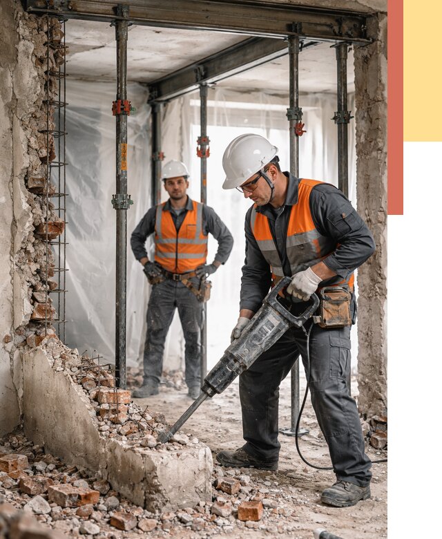 Снос несущих стен в Когалыме от 10596 руб. — демонтаж несущей стены под ключ | ОТДЕЛОЧНИК-Кгл