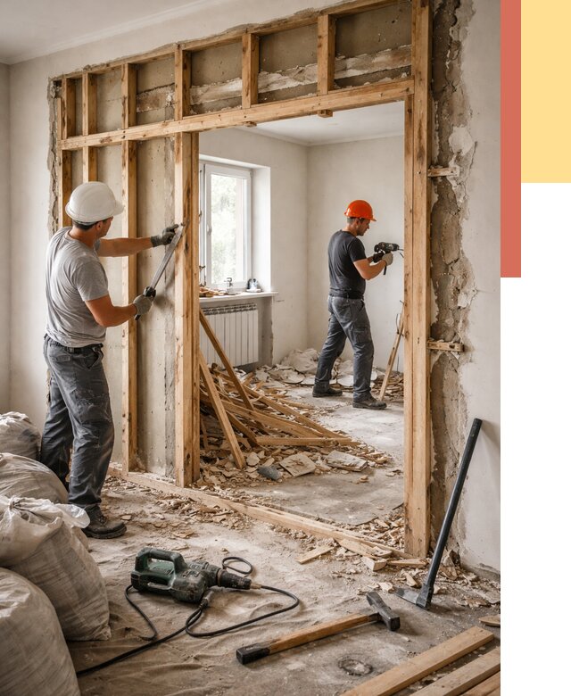 Демонтаж деревянных перегородок в Когалыме от 3308 руб. — быстро и недорого | ОТДЕЛОЧНИК-Кгл