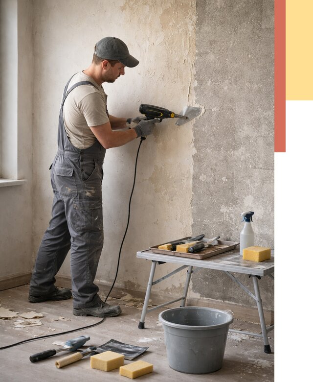 Очистка стен от клея в Когалыме от 1913 руб. — снятие и удаление клея со стен | ОТДЕЛОЧНИК-Кгл