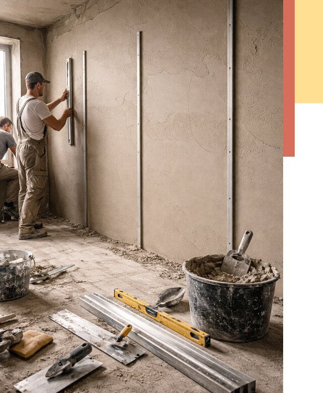 Штукатурка стен по маякам в Когалыме от 5686 руб./м² — выравнивание под ключ | ОТДЕЛОЧНИК-Кгл