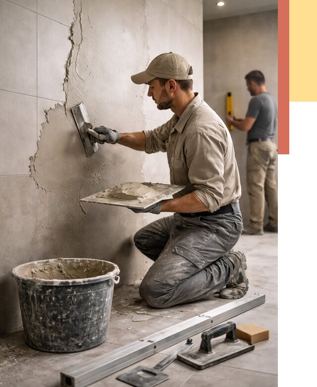 Штукатурка стен в ванной в Когалыме от 4652 руб./м² — выравнивание под ключ | ОТДЕЛОЧНИК-Кгл