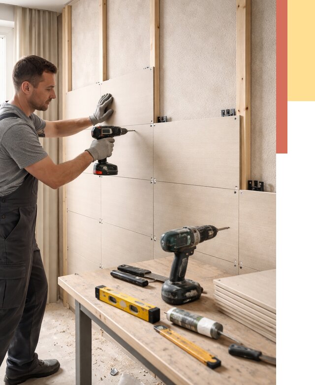 Монтаж МДФ панелей на стены в Когалыме от 1292 руб. под ключ | ОТДЕЛОЧНИК-Кгл