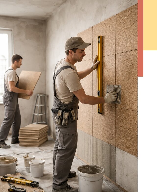 Монтаж пробковых панелей на стены в Когалыме от 3618 руб. — ОТДЕЛОЧНИК-Кгл