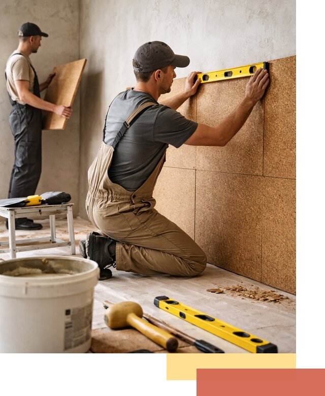 Монтаж пробковых панелей на стены в Когалыме быстро и качественно