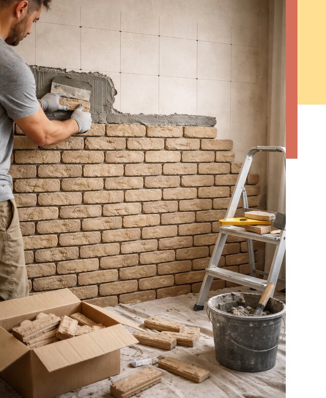 Монтаж декоративного кирпича в Когалыме от 3308 руб./м² — быстро и недорого | ОТДЕЛОЧНИК-Кгл