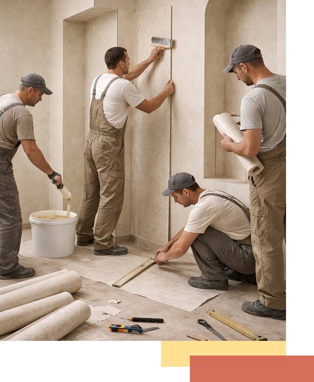 Поклейка обоев на сложные стены и неровные поверхности в Когалыме