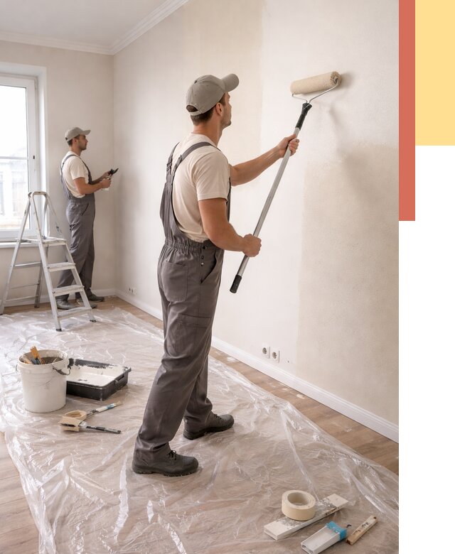 Покраска стен акриловой краской в Когалыме от 3618 руб./м² — быстро и недорого | ОТДЕЛОЧНИК-Кгл