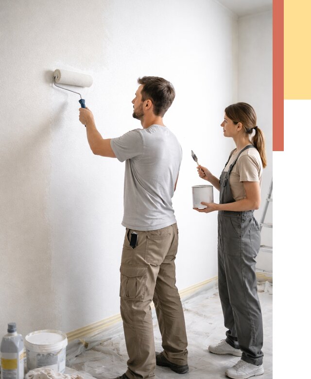 Окраска стен по стеклохолсту в Когалыме от 4652 руб/м² под ключ | ОТДЕЛОЧНИК-Кгл