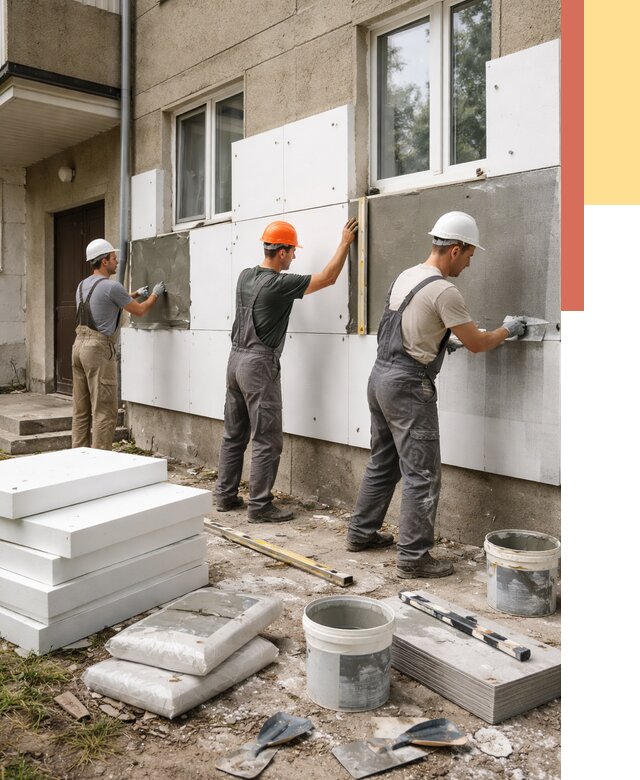 Утепление стен пенопластом в Когалыме от 1809 руб. — недорого и под ключ | ОТДЕЛОЧНИК-Кгл