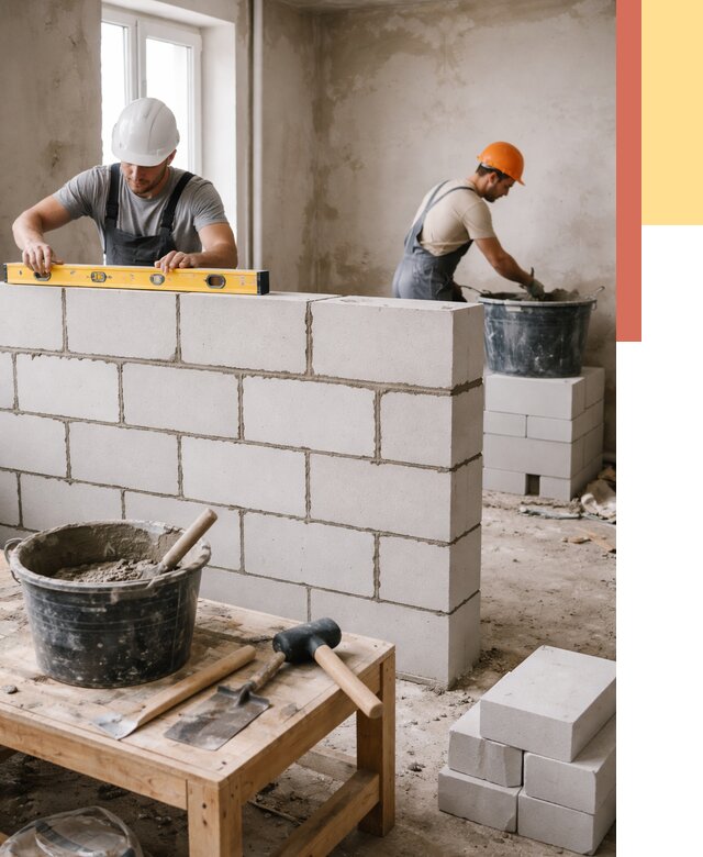 Кладка перегородок из газобетона в Когалыме от 3308 руб. под ключ | ОТДЕЛОЧНИК-Кгл