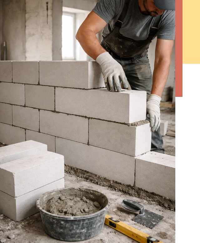 Кладка перегородок из силикатного блока в Когалыме от 4135 руб. под ключ | ОТДЕЛОЧНИК-Кгл