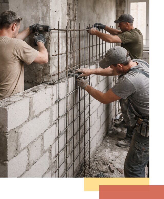 Армирование кладки перегородок в Когалыме профессионально и надёжно
