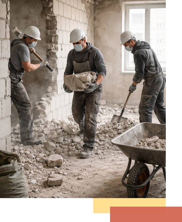 Демонтаж блочных перегородок в Когалыме быстро и аккуратно