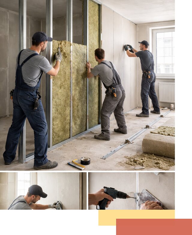 Перегородка из гипсокартона с шумоизоляцией в Когалыме — монтаж под ключ