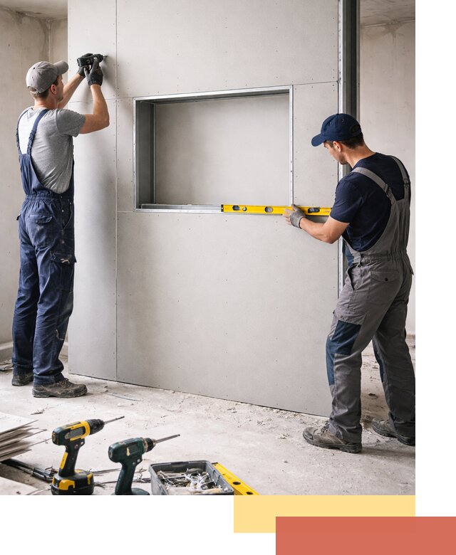 Перегородка из гипсокартона с нишей под декор в Когалыме