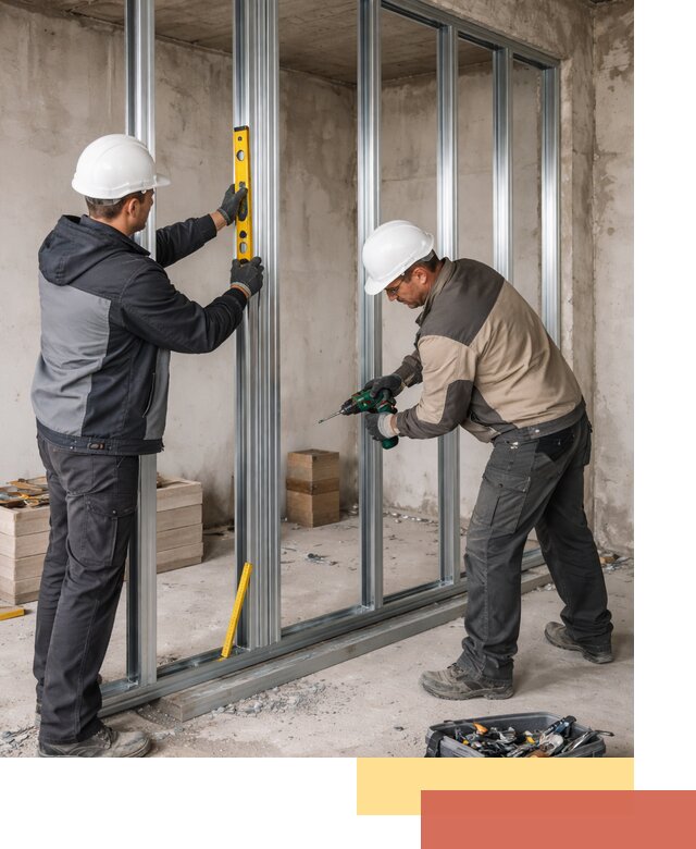 Монтаж каркаса перегородки из профиля в Когалыме