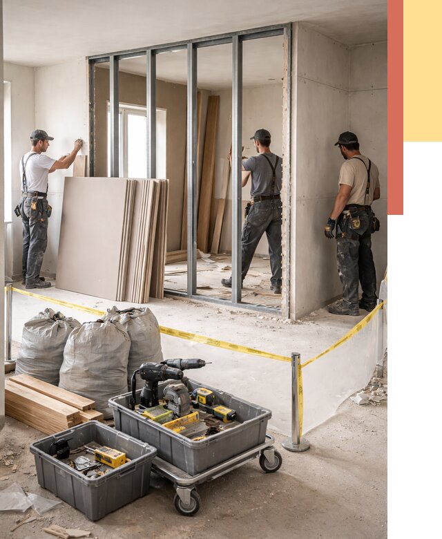 Перенос гипсокартонной перегородки в Когалыме под ключ от 4652 руб. | Демонтаж и монтаж – ОТДЕЛОЧНИК-Кгл