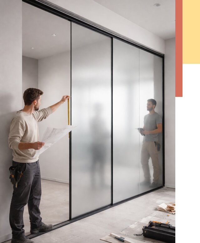 Матовые стеклянные перегородки в Когалыме от 8787 руб. — монтаж и установка | ОТДЕЛОЧНИК-Кгл