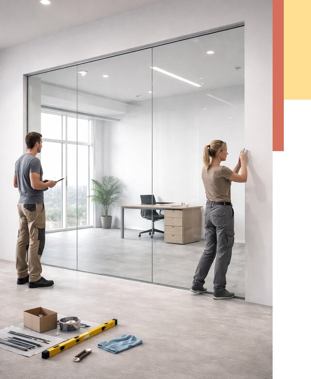 Перегородки из закаленного стекла в Когалыме от 9821 руб. под ключ | ОТДЕЛОЧНИК-Кгл