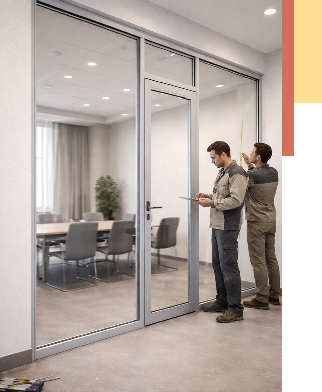 Установка и монтаж алюминиевых перегородок со стеклом в Когалыме от 8477 руб. | ОТДЕЛОЧНИК-Кгл