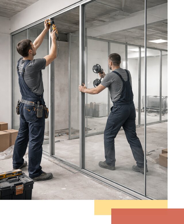 Алюминиевые перегородки со стеклом в Когалыме — изготовление и монтаж