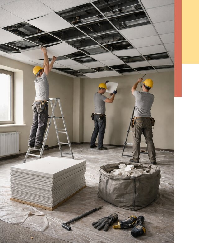 Демонтаж потолка Армстронг в Когалыме от 4652 руб. быстро и недорого | ОТДЕЛОЧНИК-Кгл