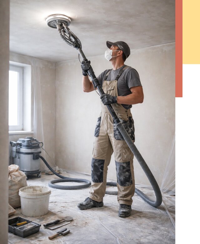 Шлифовка потолка в Когалыме от 3618 руб. — услуги шлифования потолка | ОТДЕЛОЧНИК-Кгл