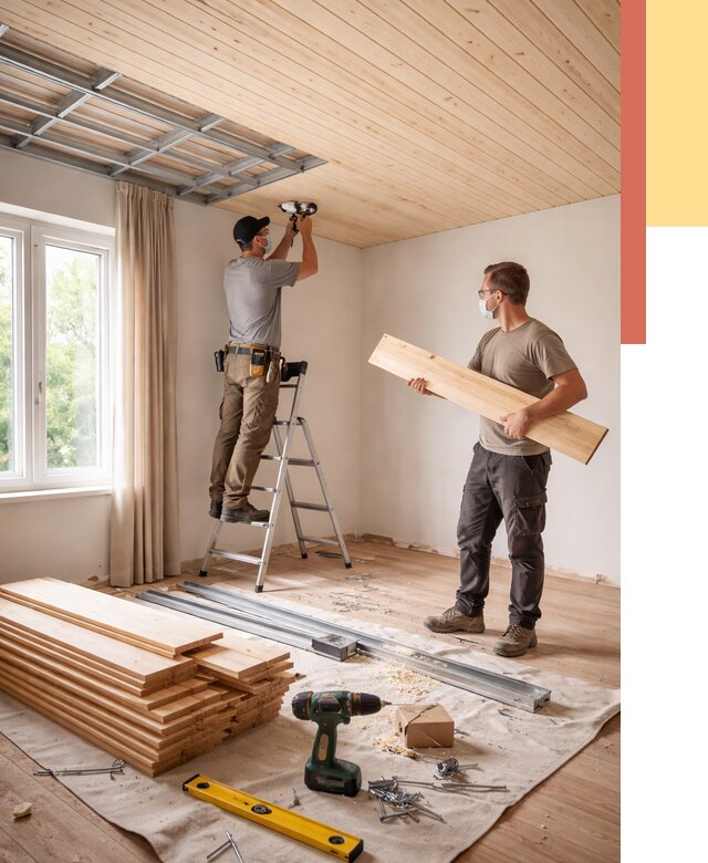 Монтаж потолка из вагонки в Когалыме от 6720 руб. | Быстро и недорого — ОТДЕЛОЧНИК-Кгл