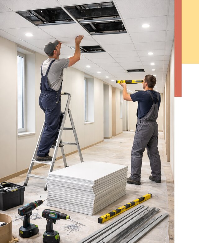 Ремонт потолка Армстронг в Когалыме от 4652 руб. — быстро и недорого | ОТДЕЛОЧНИК-Кгл