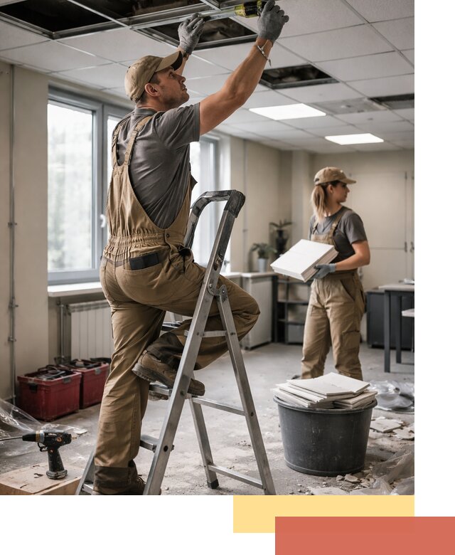 Ремонт потолка Армстронг и замена плит в Когалыме