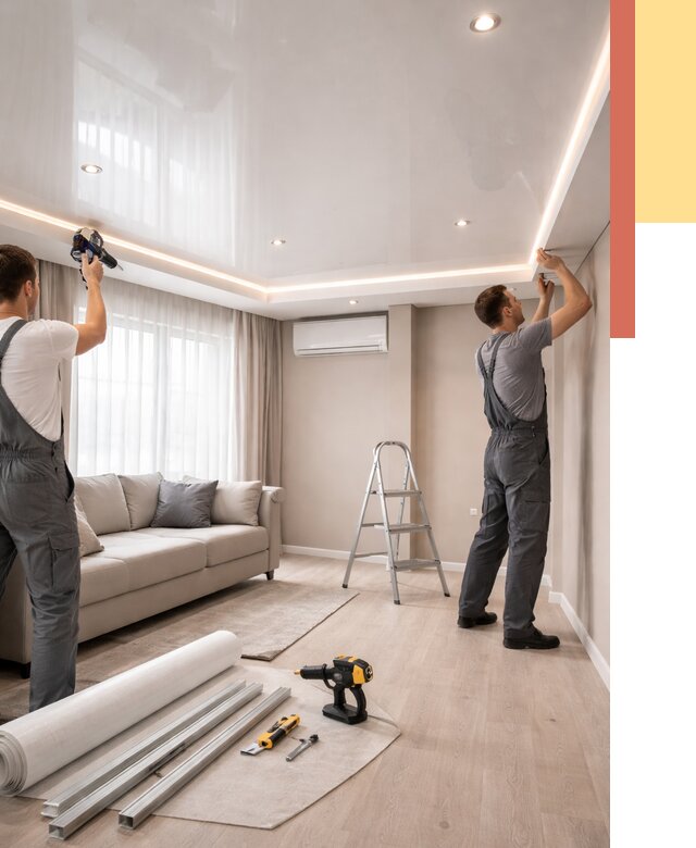 Монтаж глянцевого натяжного потолка в Когалыме от 775 руб. под ключ | ОТДЕЛОЧНИК-Кгл