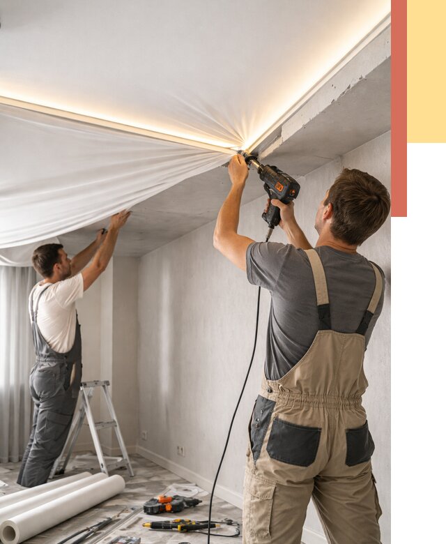 Монтаж натяжного потолка с подсветкой в Когалыме от 982 руб. | ОТДЕЛОЧНИК-Кгл