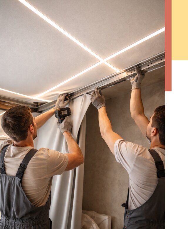 Монтаж натяжного потолка со световыми линиями в Когалыме от 1241 руб. | ОТДЕЛОЧНИК-Кгл