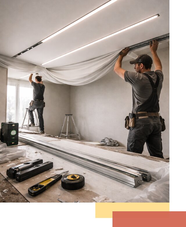 Монтаж натяжных потолков со световыми линиями в Когалыме