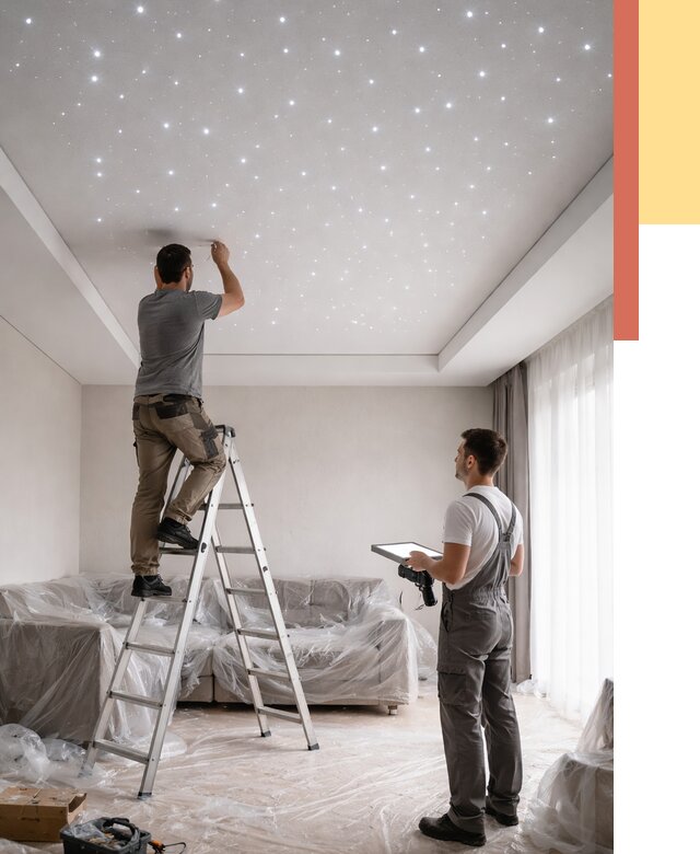 Монтаж натяжного потолка «звездное небо» в Когалыме от 6720 руб. | ОТДЕЛОЧНИК-Кгл