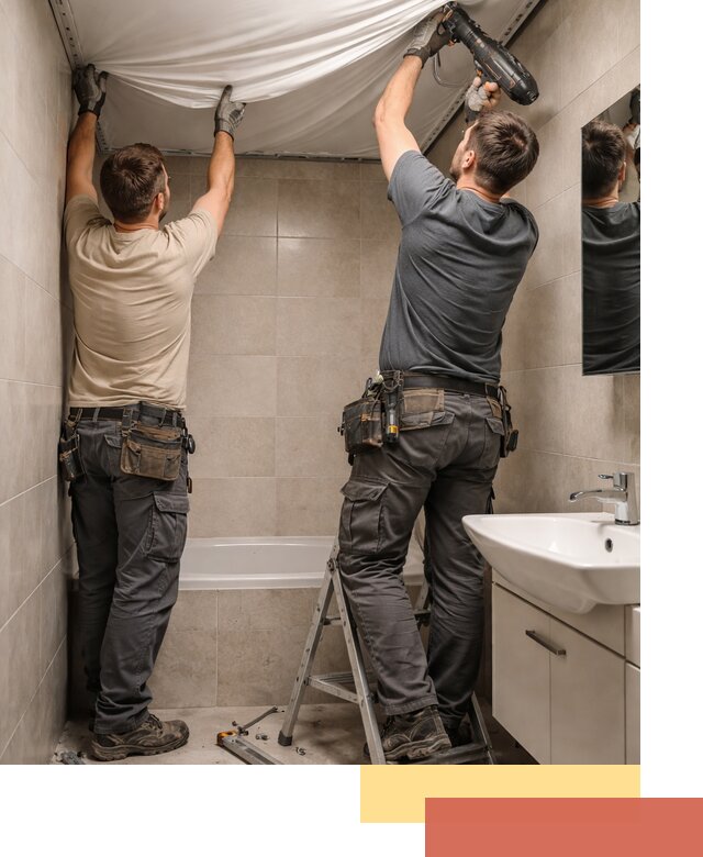 Монтаж натяжного потолка в ванной в Когалыме быстро и качественно