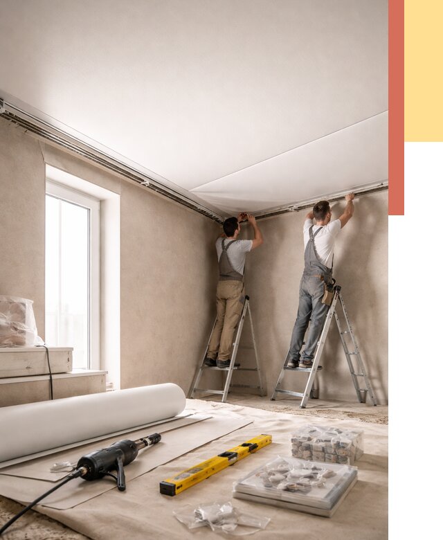 Монтаж натяжного потолка в спальне в Когалыме от 3928 руб. под ключ | ОТДЕЛОЧНИК-Кгл