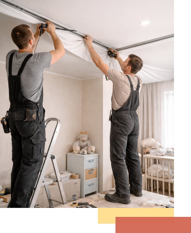 Монтаж натяжного потолка в детской комнате в Когалыме