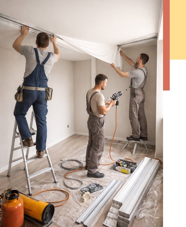 Монтаж натяжного потолка в студии в Когалыме от 5686 руб. — быстро и недорого | ОТДЕЛОЧНИК-Кгл