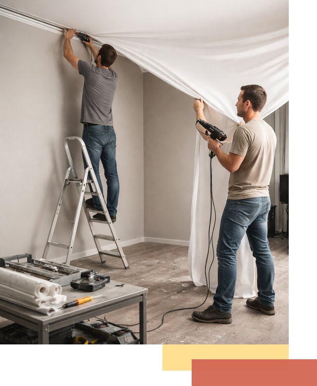 Монтаж натяжного потолка в студии в Когалыме