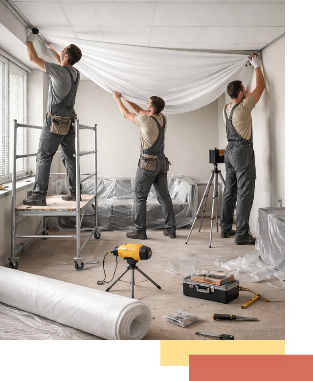 Монтаж натяжного потолка в офисе в Когалыме