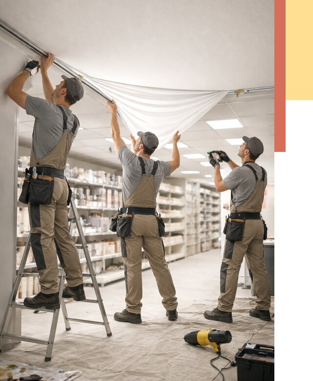 Монтаж натяжного потолка в магазине в Когалыме от 4652 руб. быстро и недорого | ОТДЕЛОЧНИК-Кгл