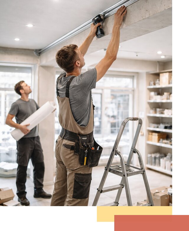 Монтаж натяжных потолков в магазине в Когалыме