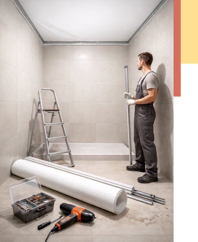 Монтаж натяжного потолка в санузле в Когалыме от 1913 руб. — ОТДЕЛОЧНИК-Кгл