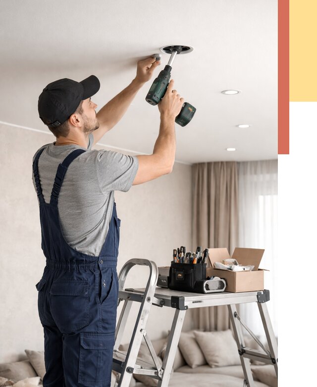 Установка и монтаж точечных светильников в натяжной потолок в Когалыме от 1861 руб. | ОТДЕЛОЧНИК-Кгл