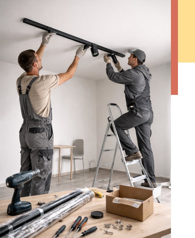 Установка трековых светильников в натяжной потолок в Когалыме от 4342 руб. | ОТДЕЛОЧНИК-Кгл