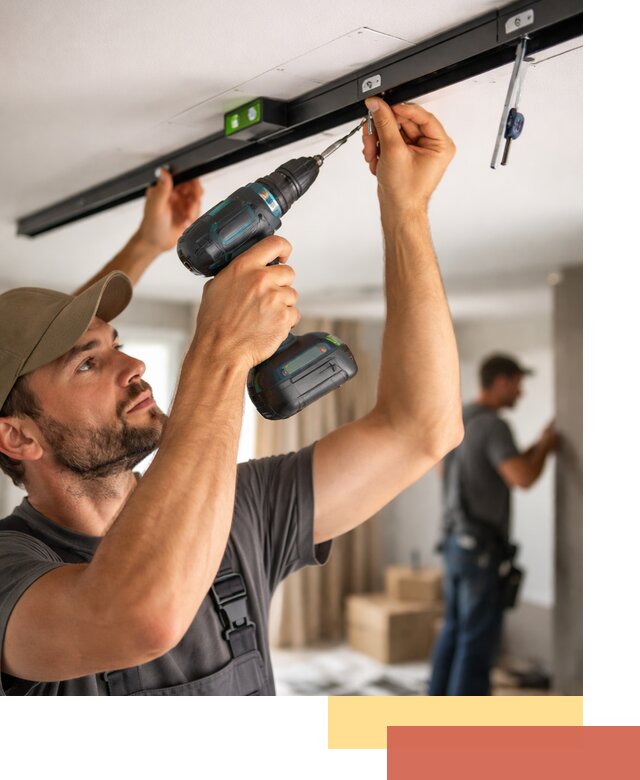 Установка трековых светильников в натяжной потолок в Когалыме