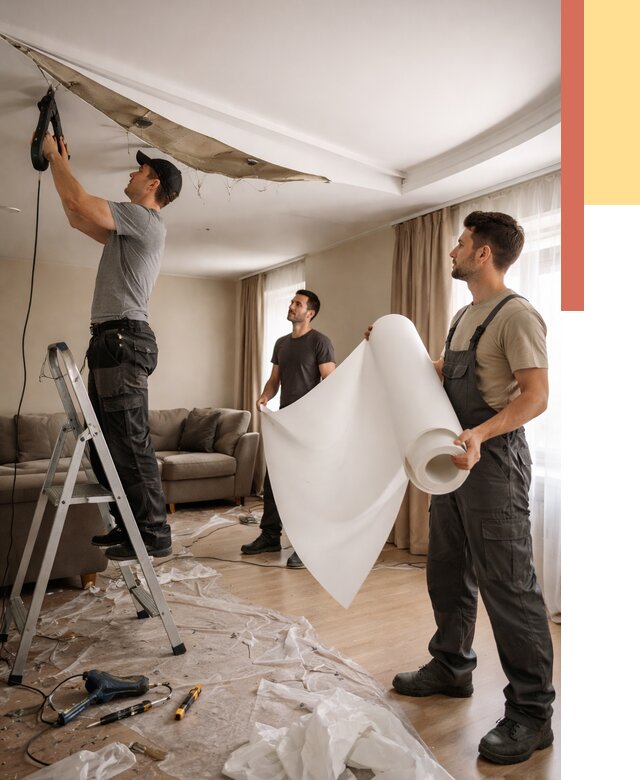 Замена полотна натяжного потолка в Когалыме от 9821 руб. быстро и недорого | ОТДЕЛОЧНИК-Кгл