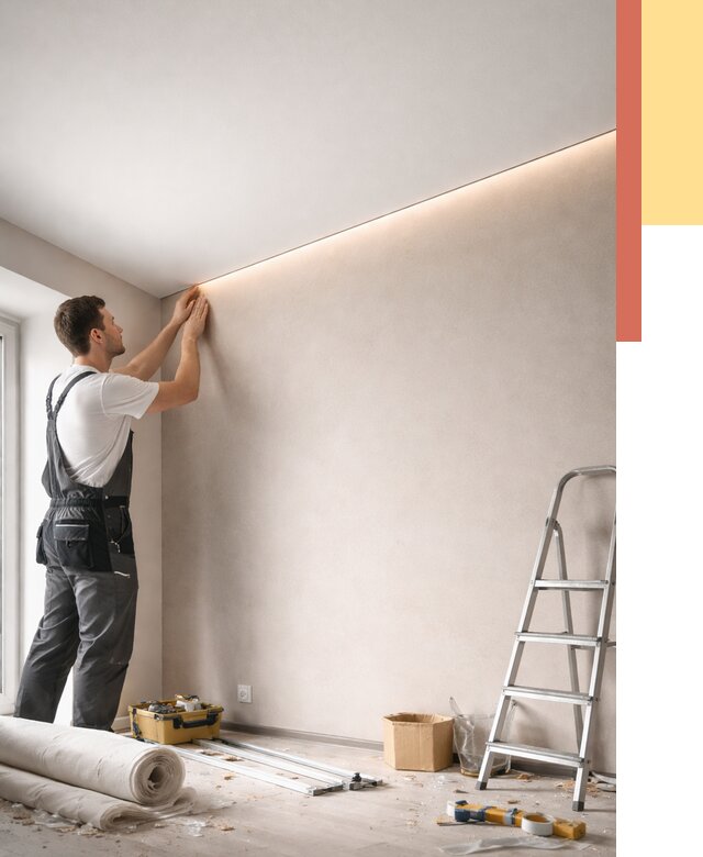 Теневые натяжные потолки в Когалыме от 8477 руб. под ключ | ОТДЕЛОЧНИК-Кгл